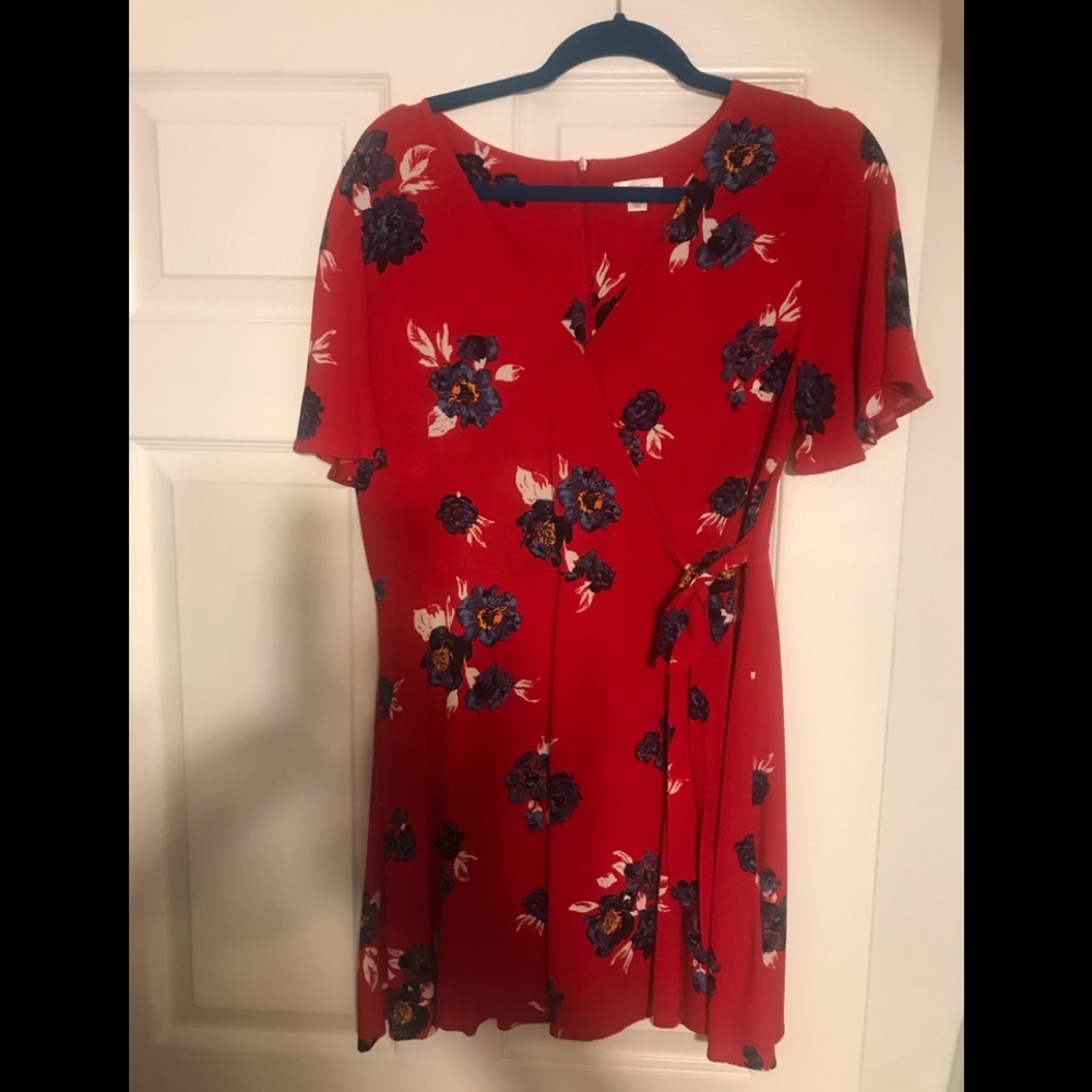 Red happy floral dress